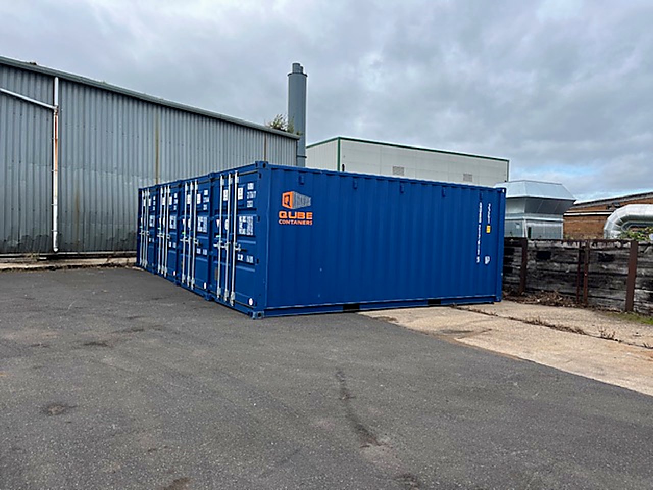 Secure blue storage containers at MTS Storage